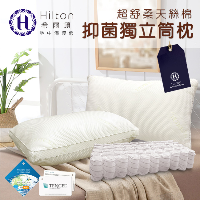 Hilton 希爾頓VIP專用/超舒柔天絲獨立筒枕/附無仿布手提袋